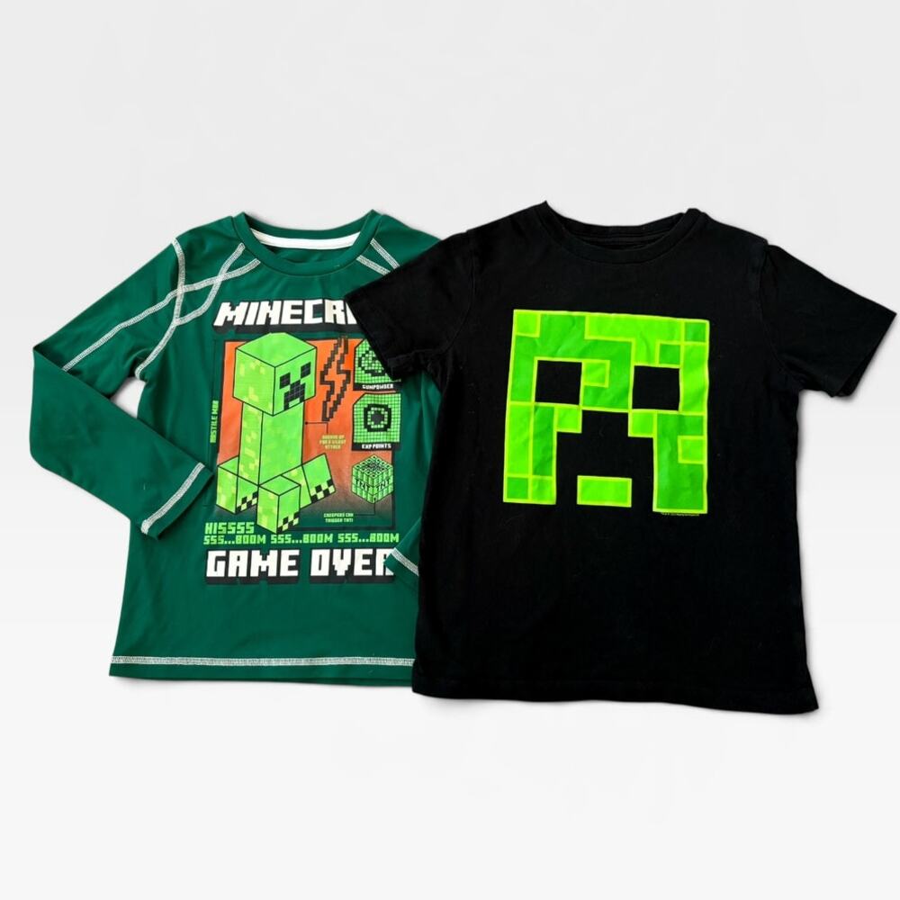 Boys Minecraft Short Sleeve & Long Sleeve Bundle Lot of 2 Size S(6/7)